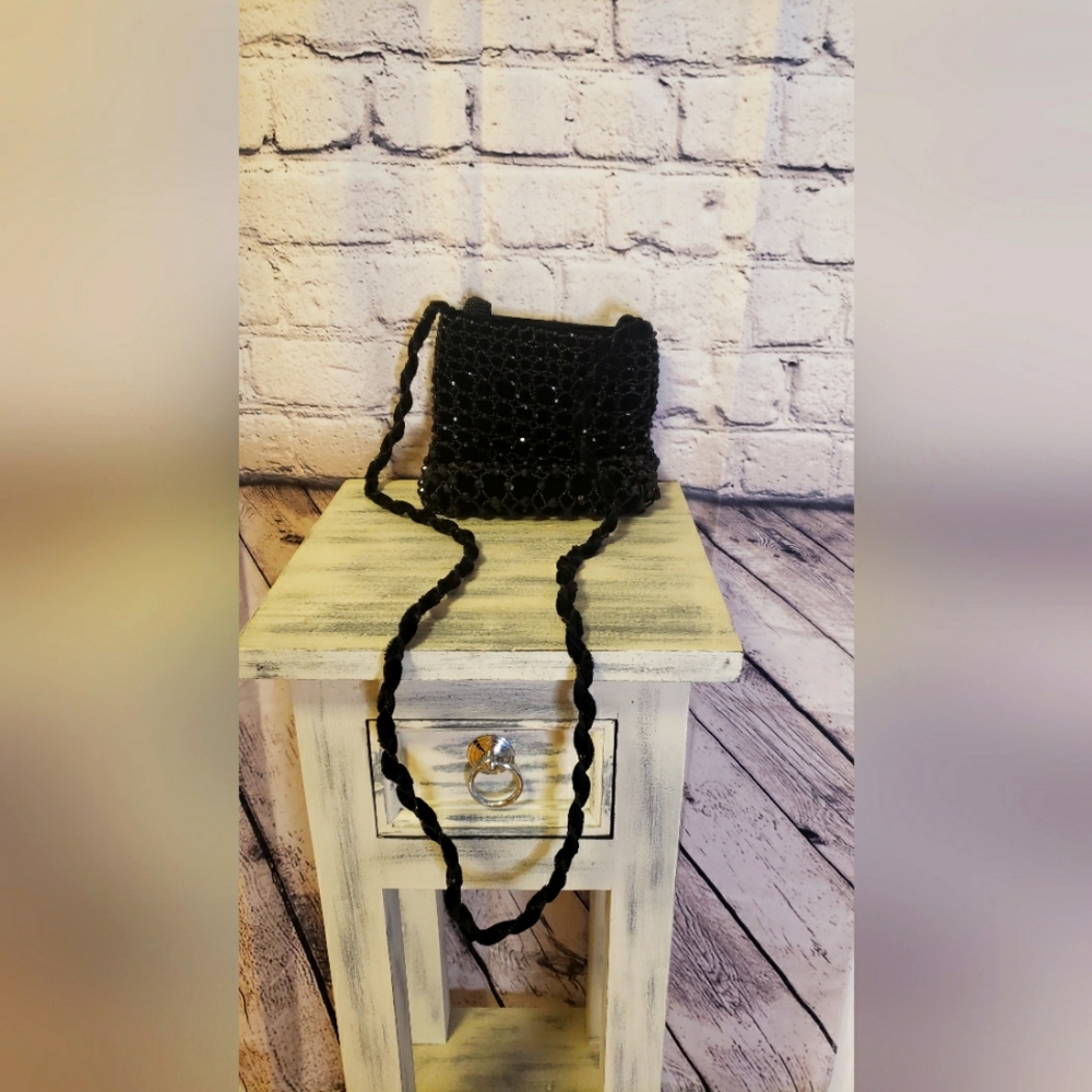 Hillary Hansen Black Beaded Evening Handbag
